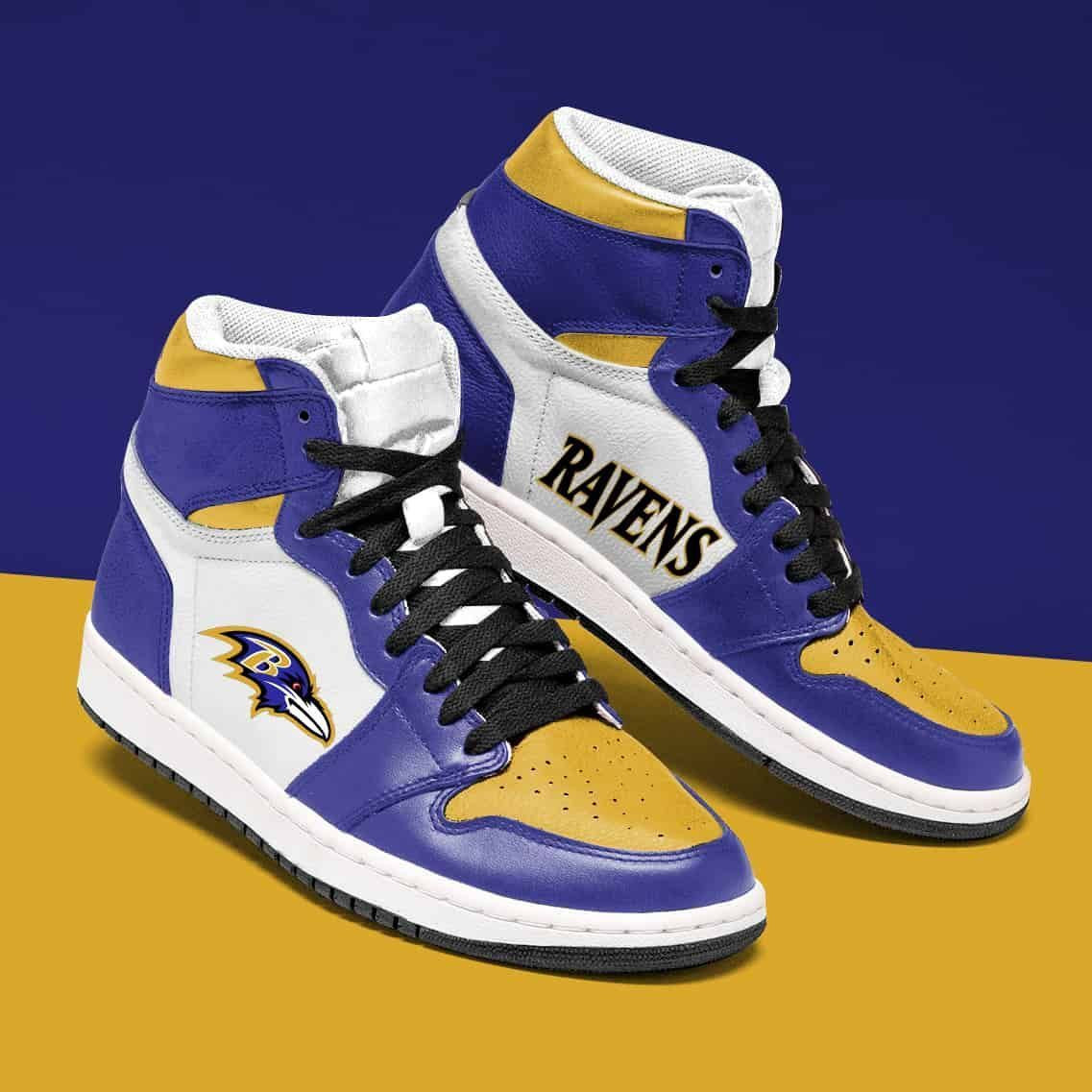Baltimore Ravens NFL Team Sneakers Gift For Fans High Top Air Jordan Sneaker, Air Jordan Hightop