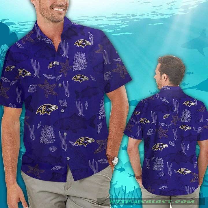 Baltimore Ravens Ocean Fishes Hawaiian Shirt