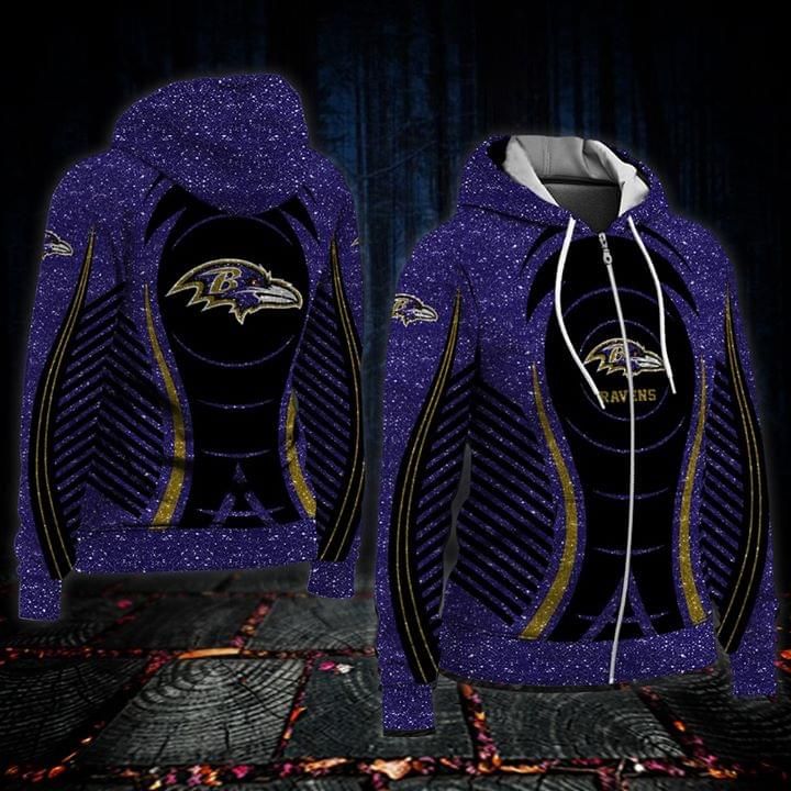 Baltimore ravens purple glitter printed 3D Hoodie
