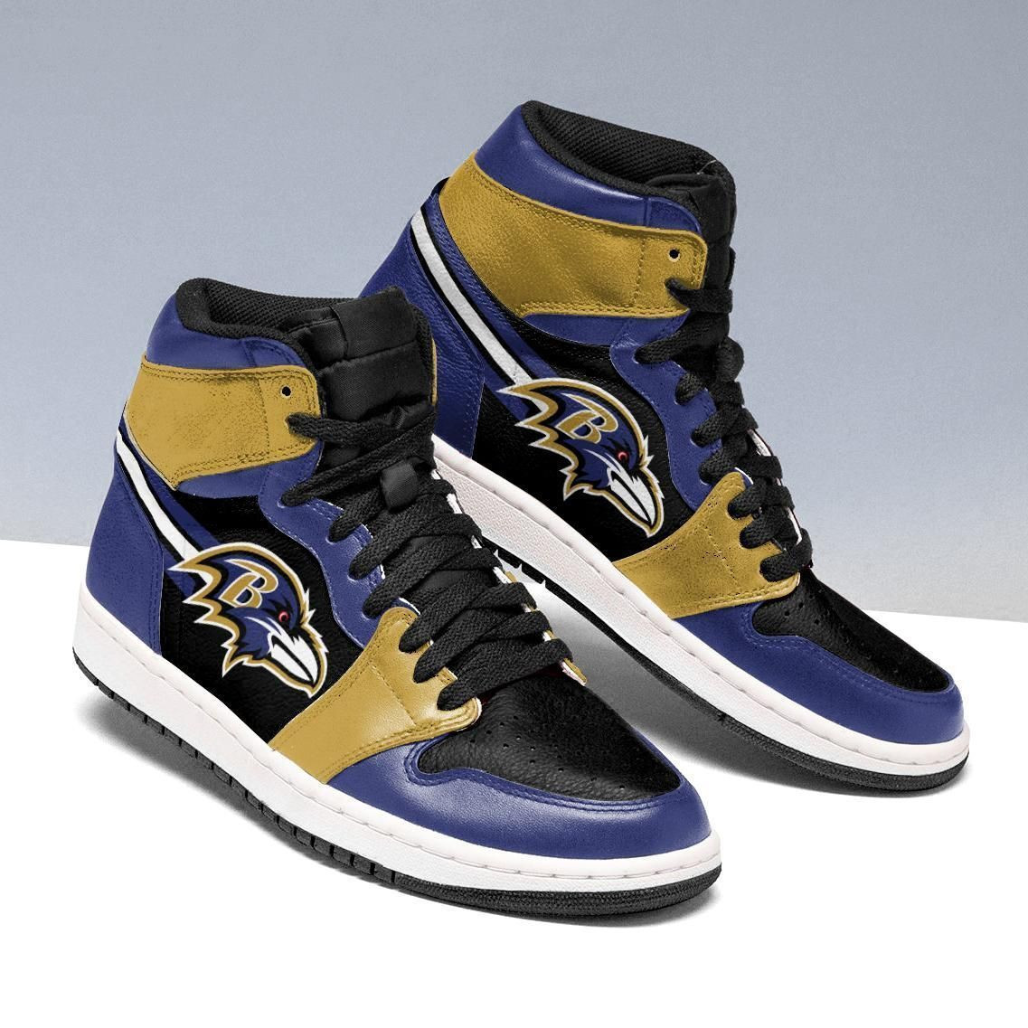 Baltimore Ravens Sneakers Nfl football team High Top Air Jordan Sneaker, Air Jordan Hightop