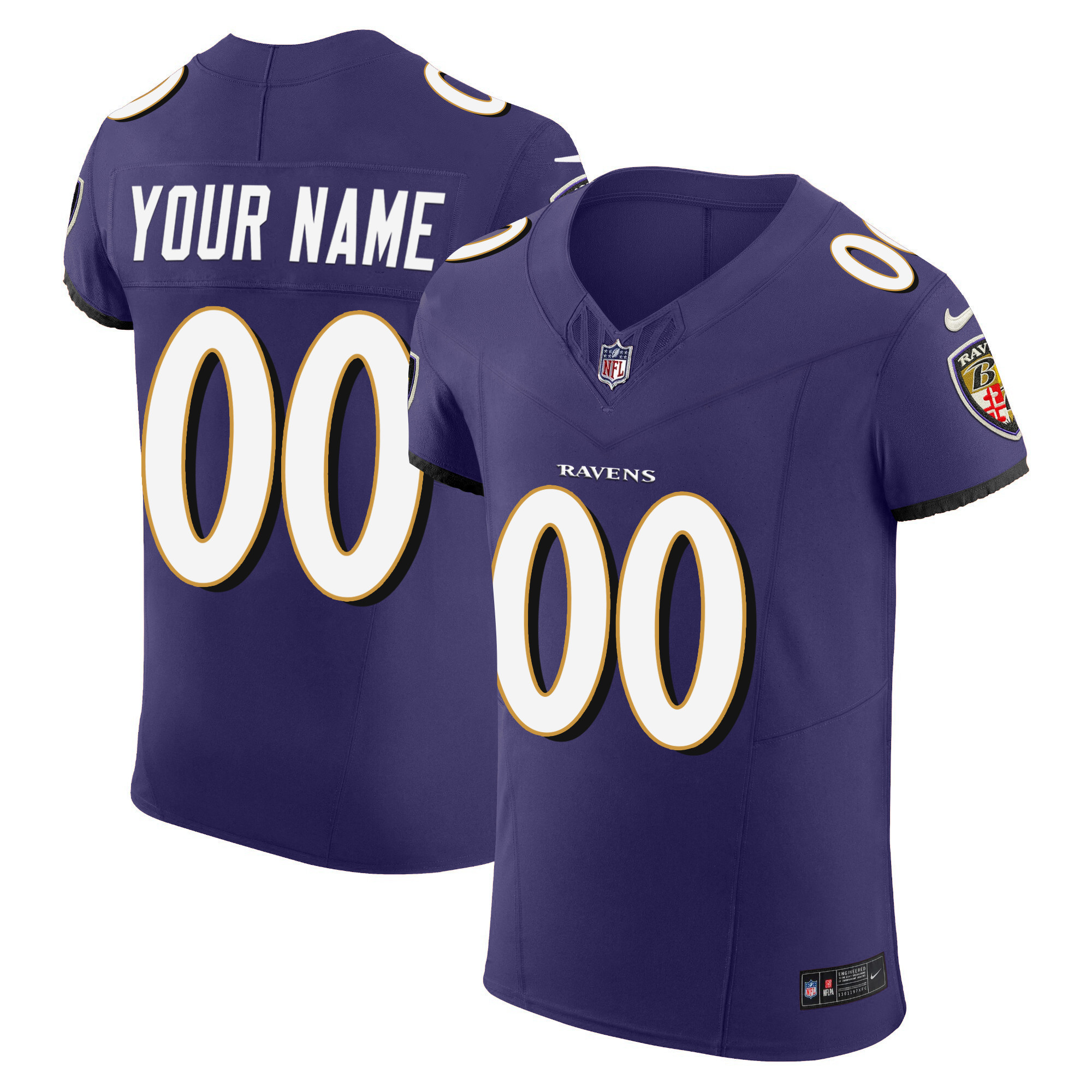 Baltimore Ravens Vapor Elite Custom Purple Jersey All Stitched