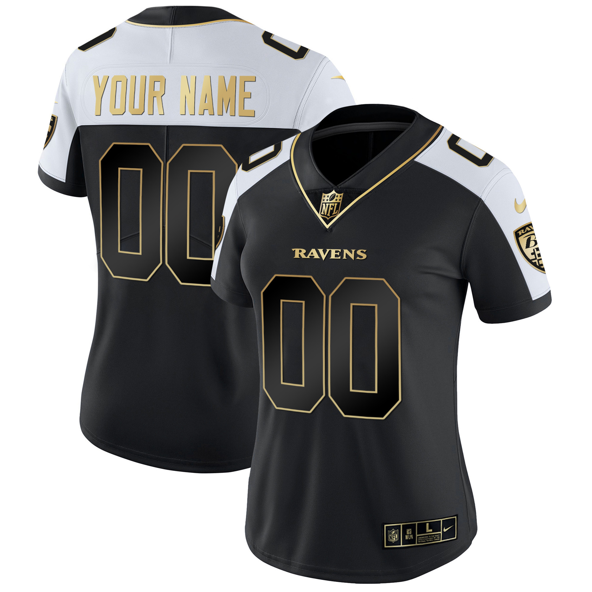 Baltimore Ravens Vapor Gold Custom Name And Number All Stitched Alternate Jersey All Stitched