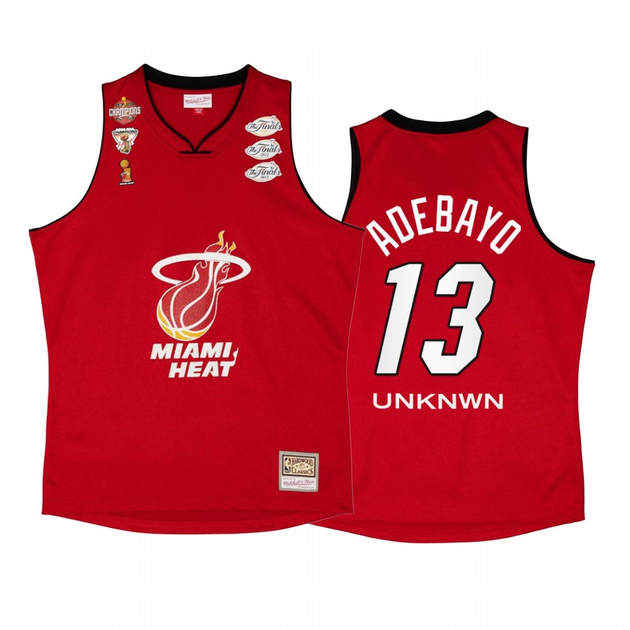Bam Adebayo #13 Miami Heat My Towns Unknwu Red NBA Finals Champs Jersey