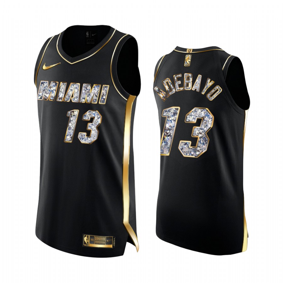 Bam Adebayo Heat #13 2022 NBA Playoffs Jersey Black Golden Diamond Edition