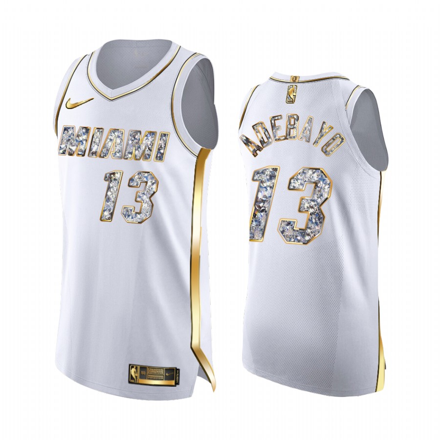 Bam Adebayo Heat #13 2022 NBA Playoffs Jersey White Diamond Edition