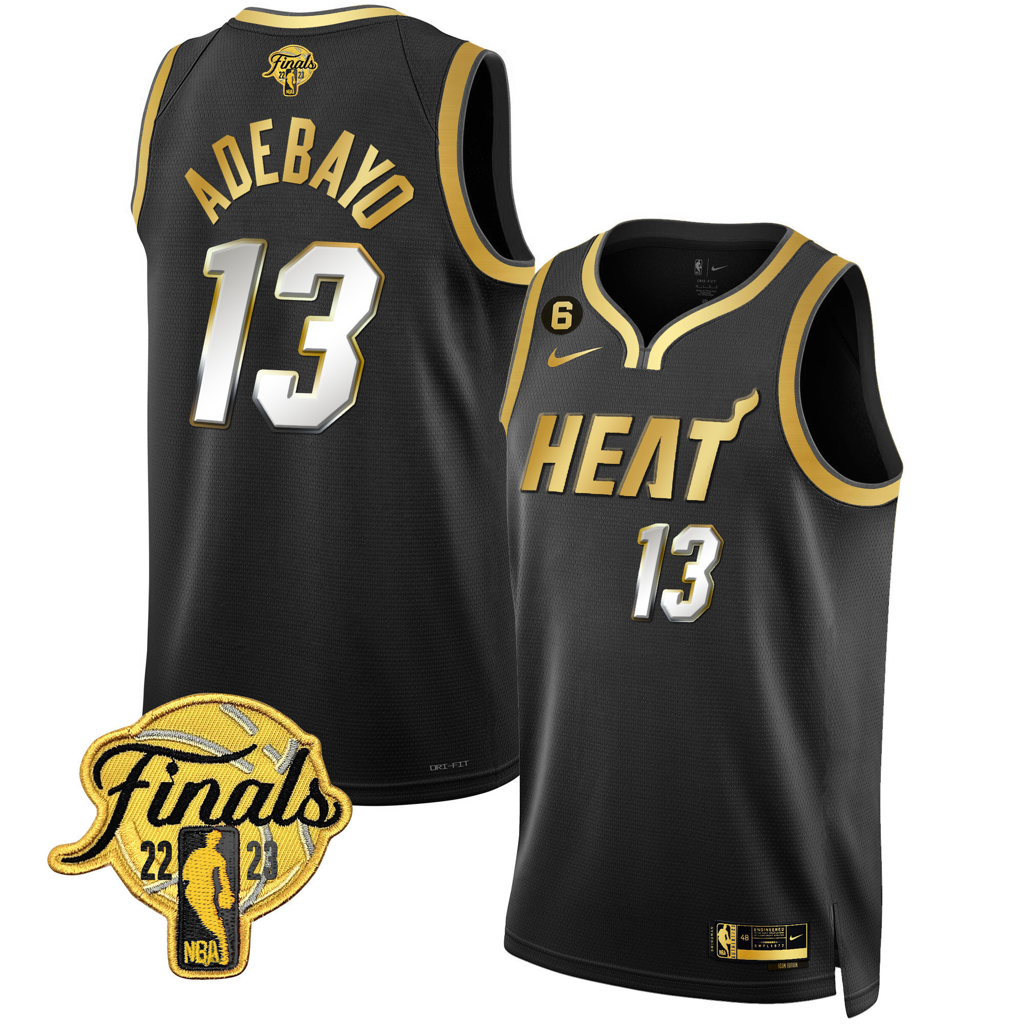Bam Adebayo Men's Miami Heat 2023 Finals Patch Collection Black Limited Jersey - All Stitched