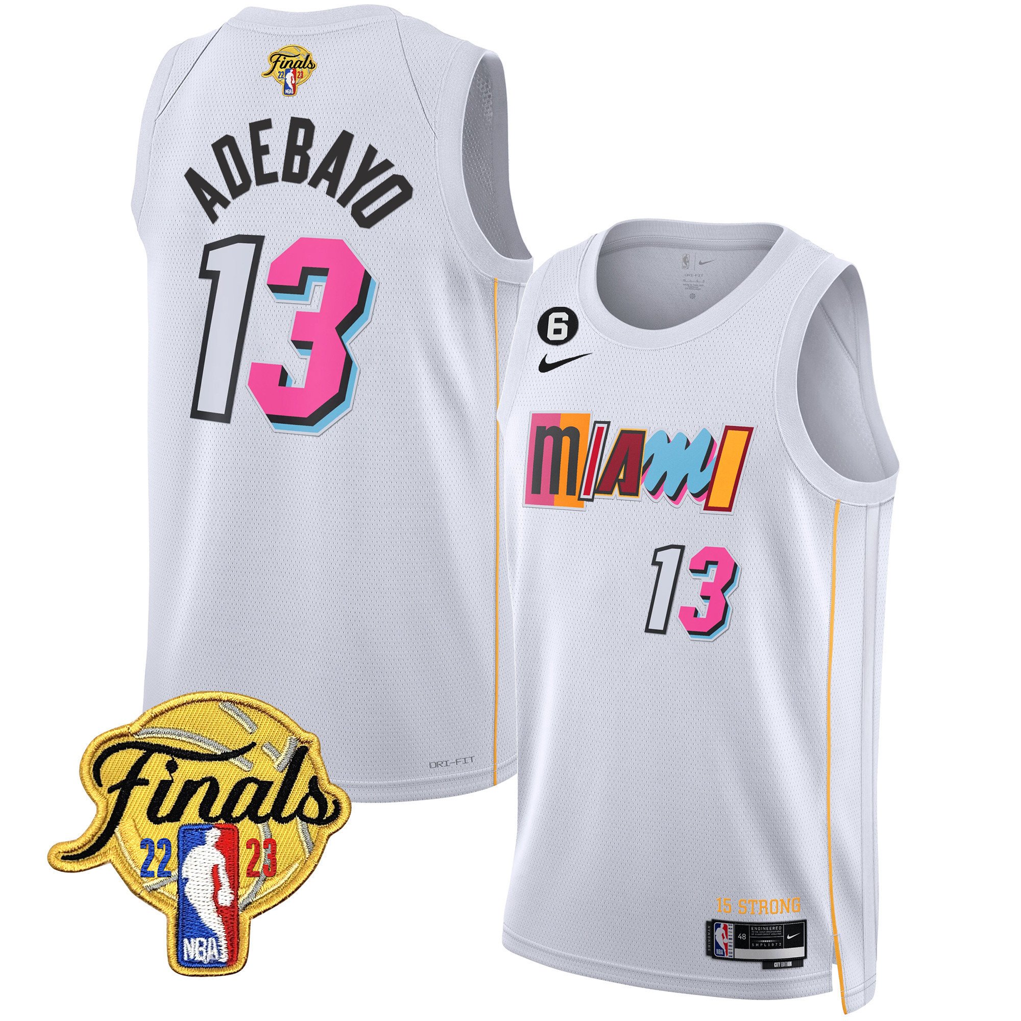 Bam Adebayo Men's Miami Heat 2023 Finals Patch Collection V2 City White Jersey - All Stitched