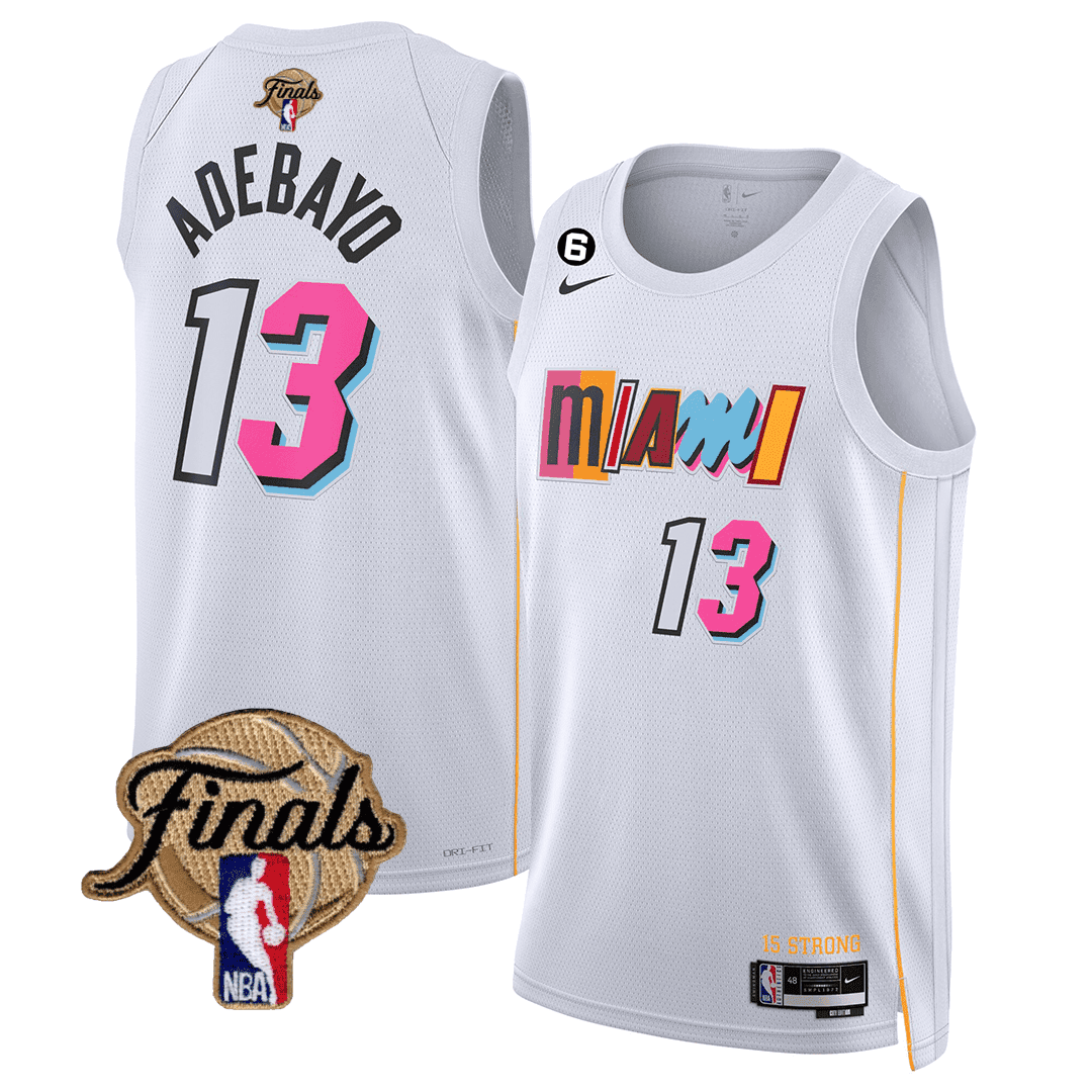 Bam Adebayo Men's Miami Heat 2023 Finals Patch Collection V3 City White Jersey - All Stitched