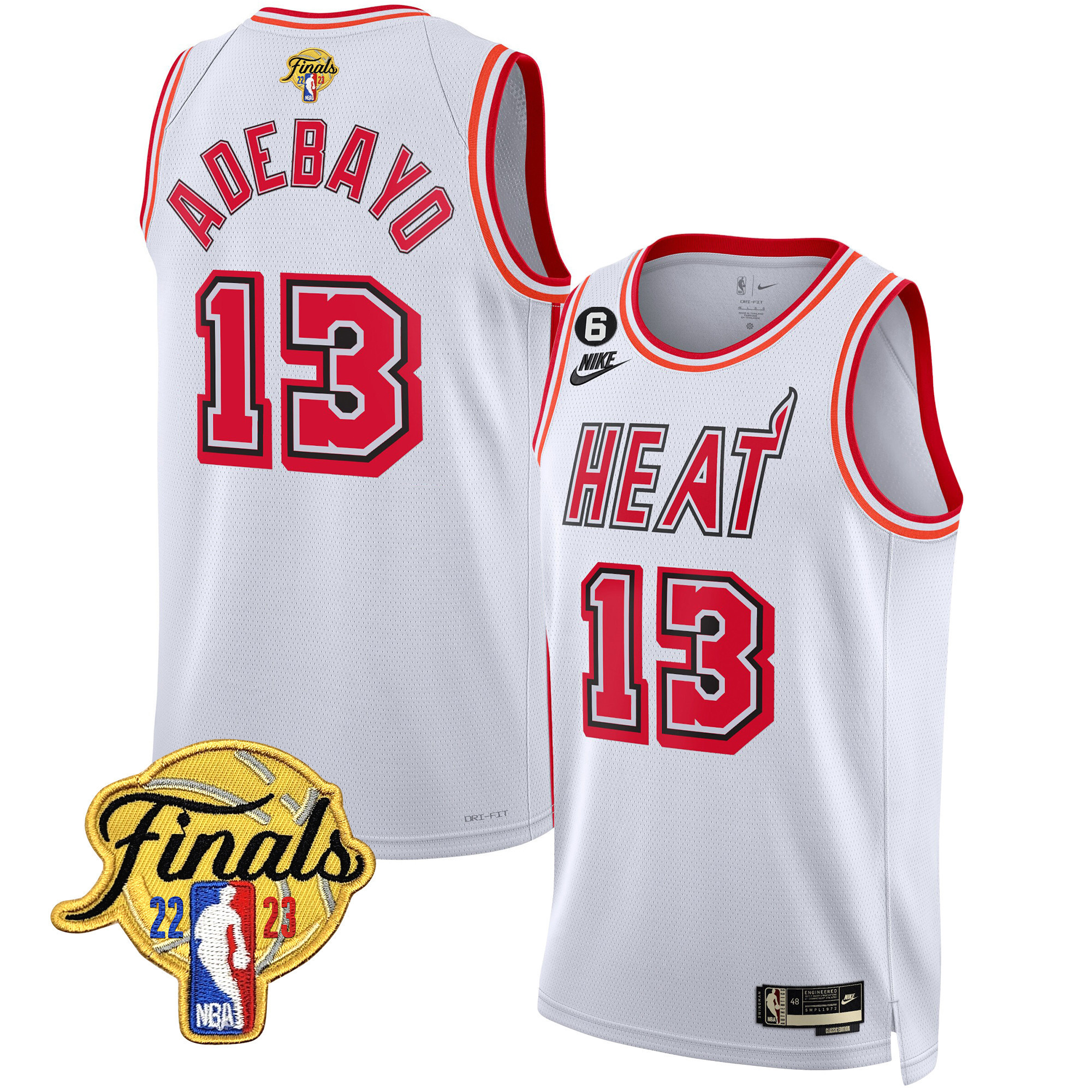 Bam Adebayo Men's Miami Heat 2023 Finals Patch Collection V4 Classic White Jersey - All Stitched