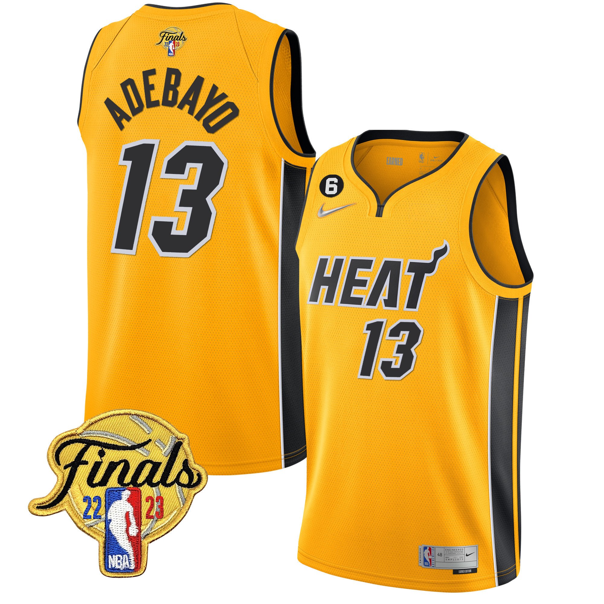 Bam Adebayo Men's Miami Heat 2023 Finals Patch Collection V5 Gold Jersey - All Stitched