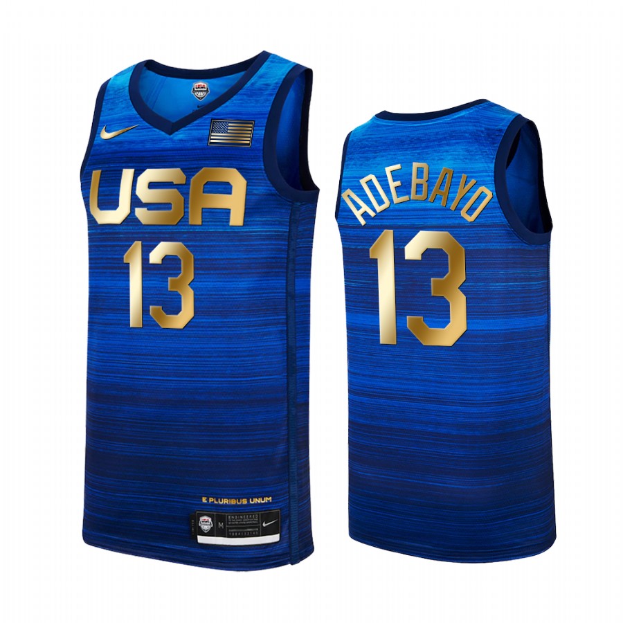 Bam Adebayo USA #13 Blue 2021 Tokyo Olymipcs Gold Winner 4 Consecutive Jersey