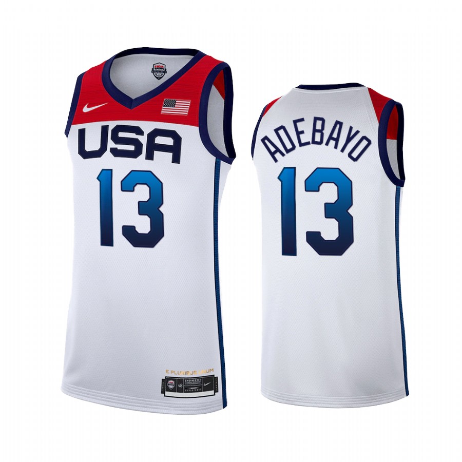 Bam Adebayo USA #13 White 2021 Tokyo Olympics Home Jersey