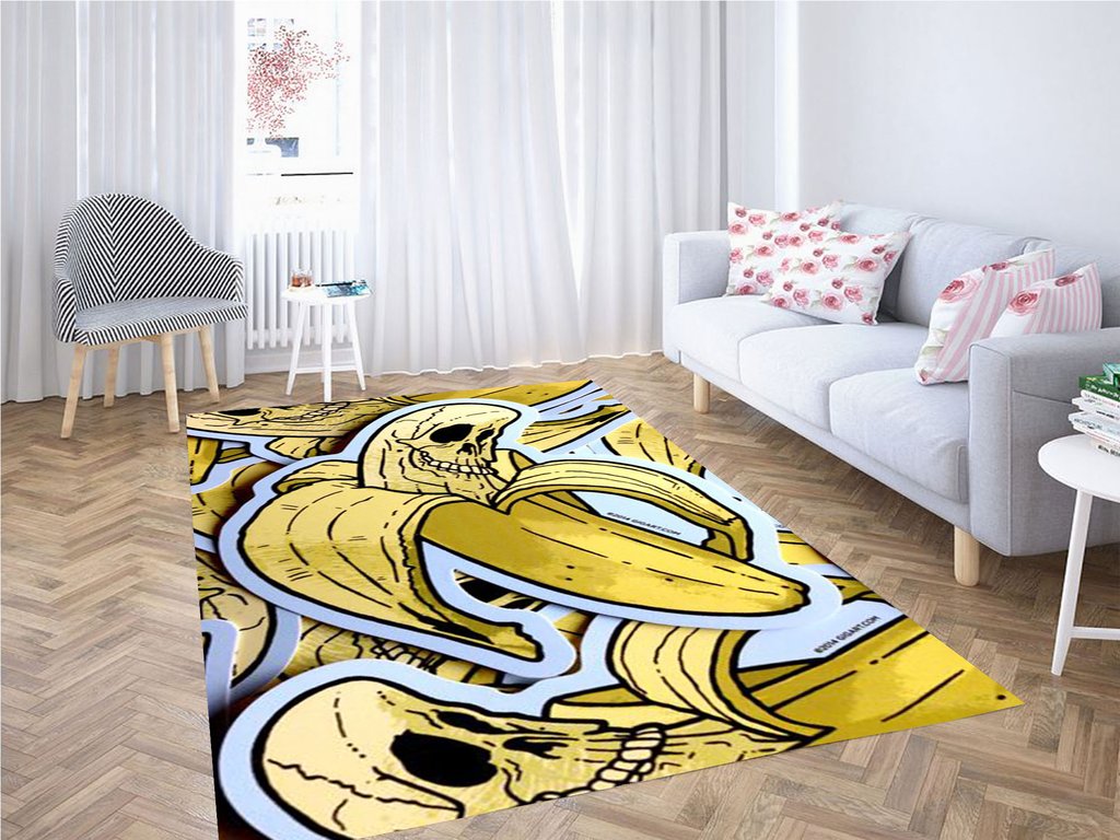Banana Skull Die Cut Vinyl Living Room Modern Carpet Rectangle Rug