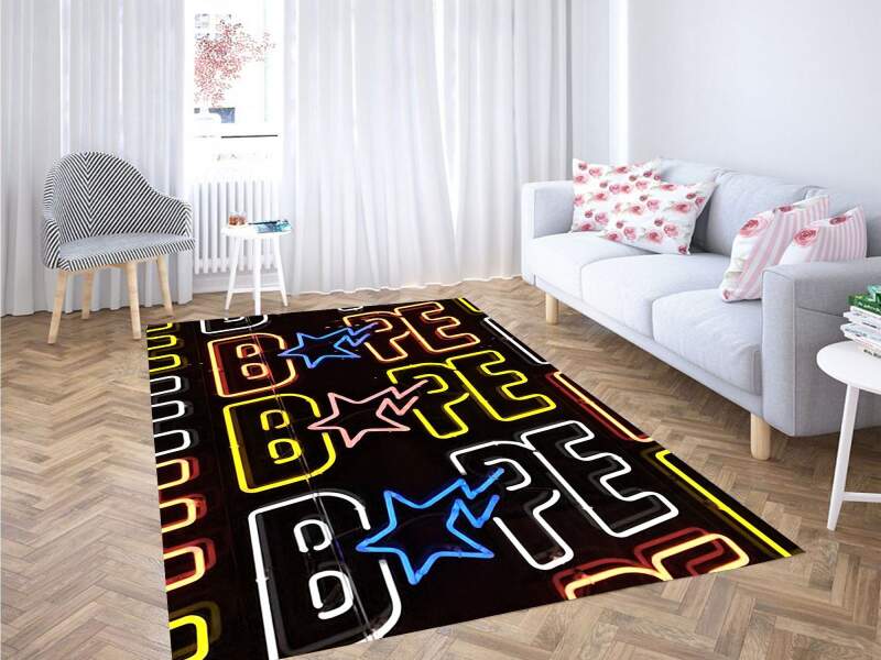 Bape Neon Light Carpet Rectangle Rug