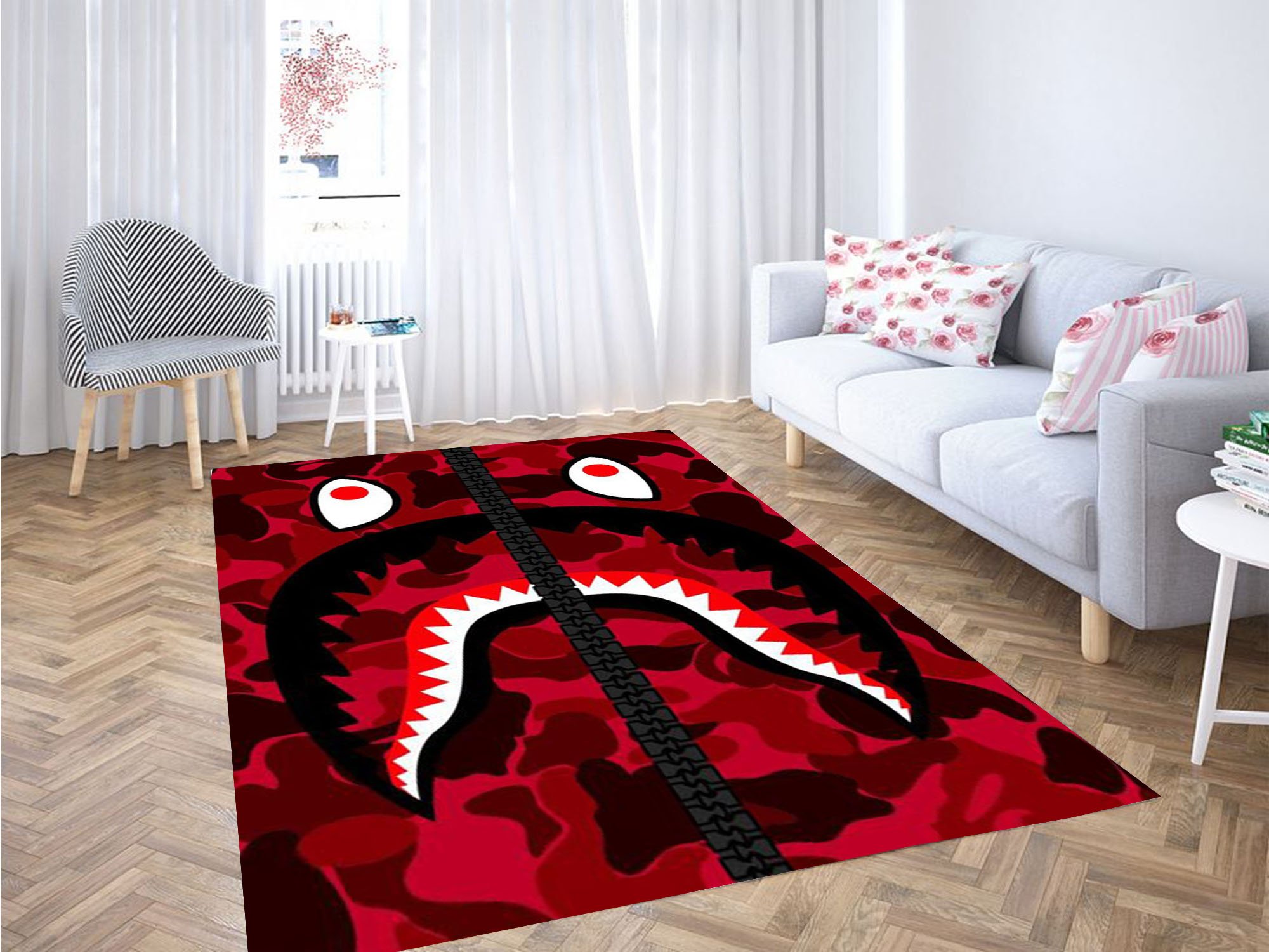 Bape Red Wallpaper Carpet Rectangle Rug