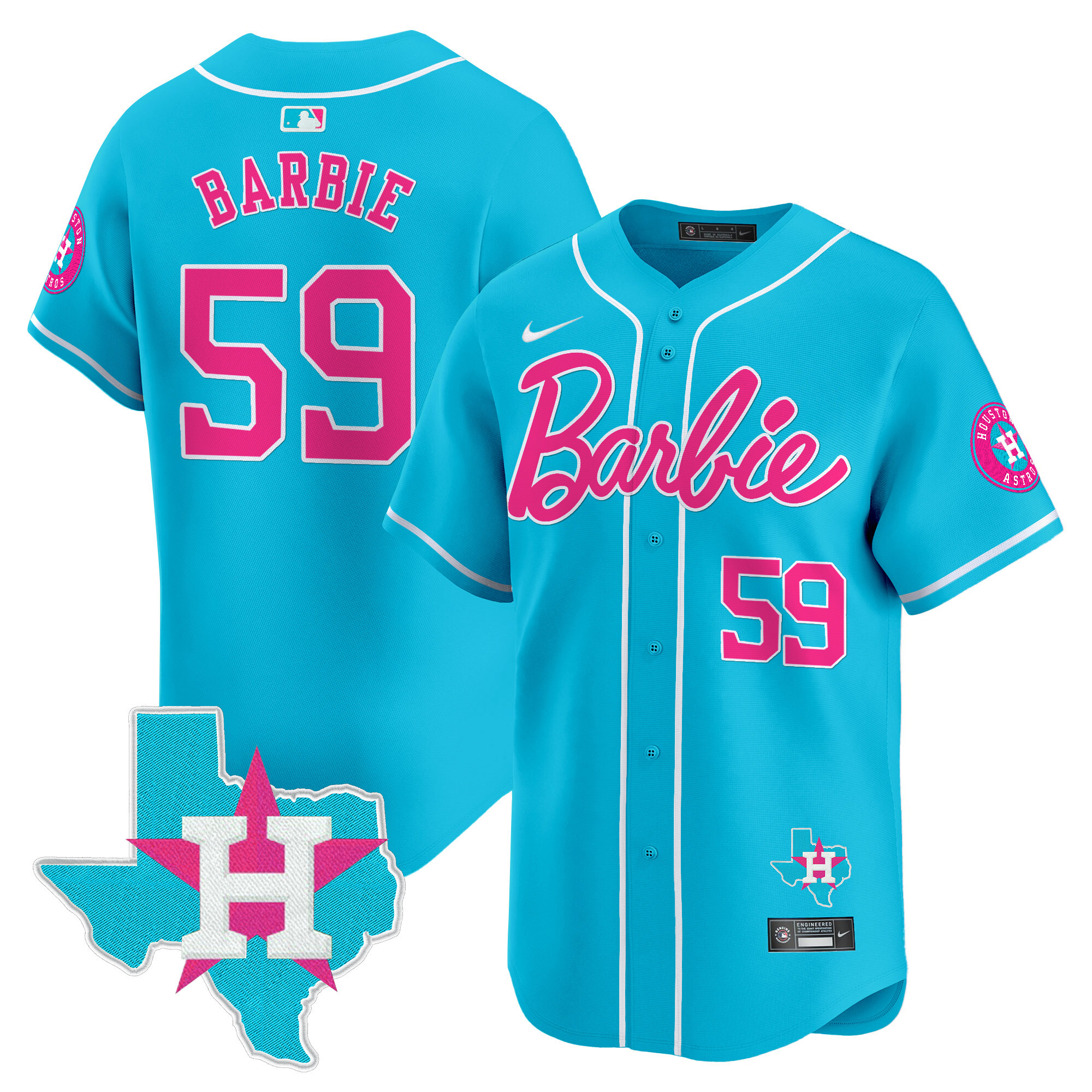 BarbieUnisex Houston Astros Barbie Vapor Premier Limited Light Blue Jersey - All Stitched