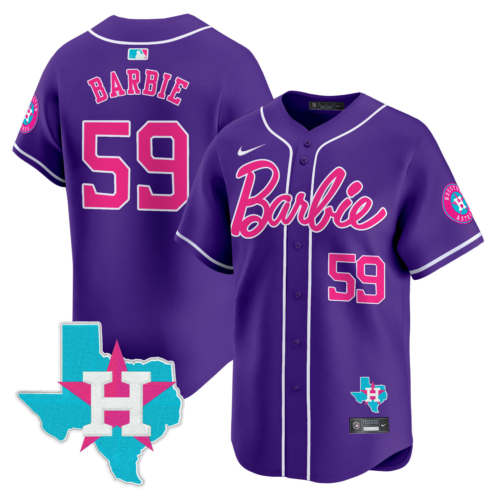 BarbieUnisex Houston Astros Barbie Vapor Premier Limited Purple Jersey - All Stitched