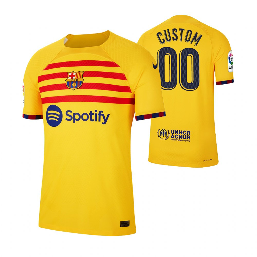 Barcelona 2023 Fourth Soccer Jersey Custom 00 – Men Yellow