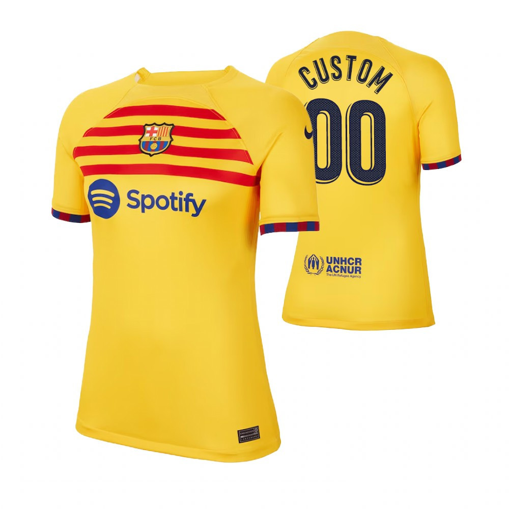 Barcelona 2023 Fourth Women’s Custom 00 Yellow Soccer Jersey