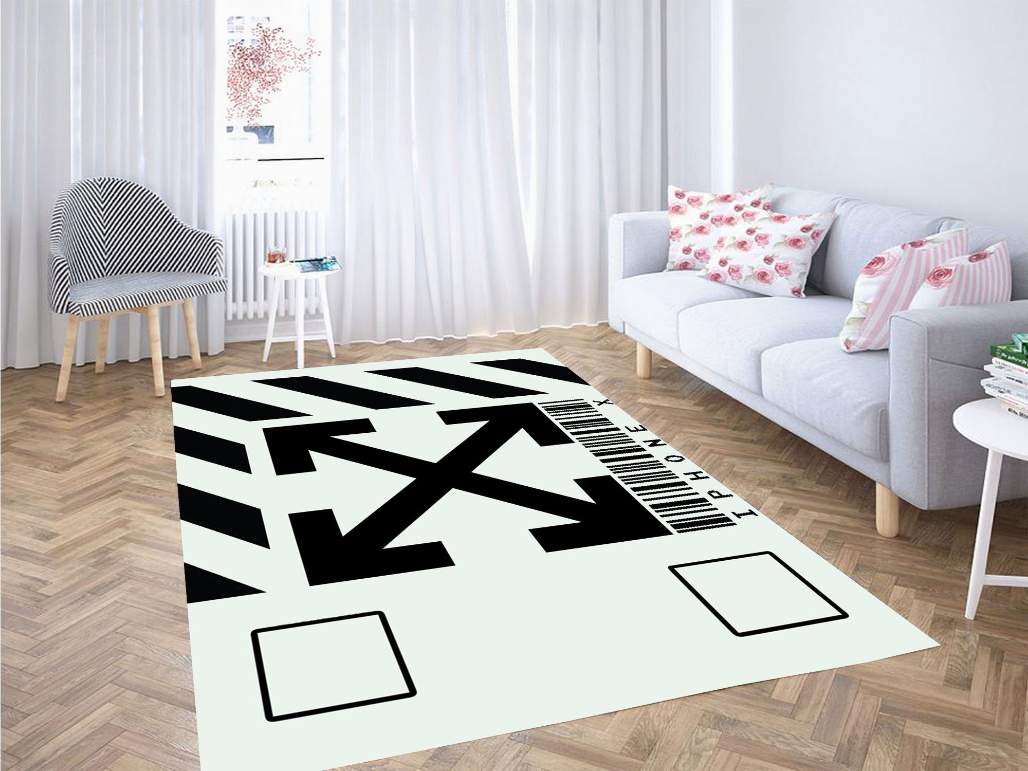 Barcode Off White Bold Carpet Rectangle Rug