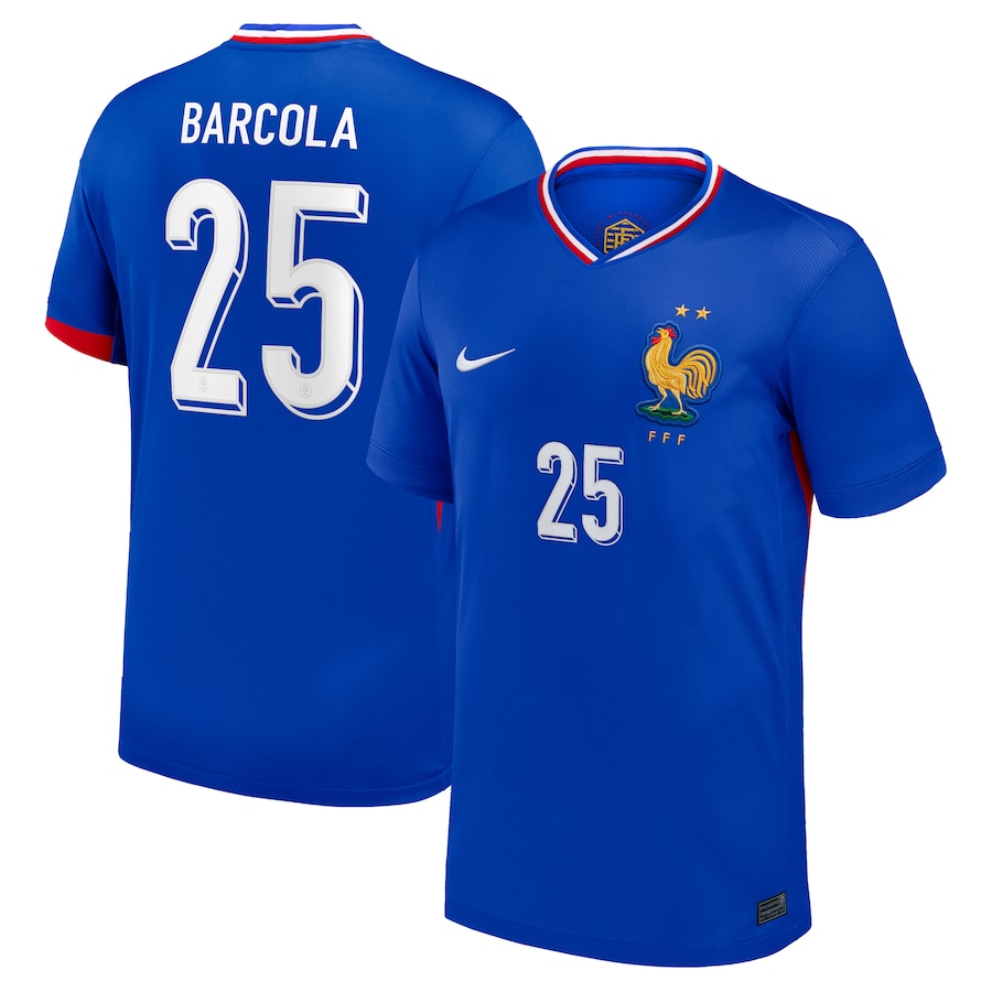 Barcola Men's France 2024 Stadium Home Soccer Jersey