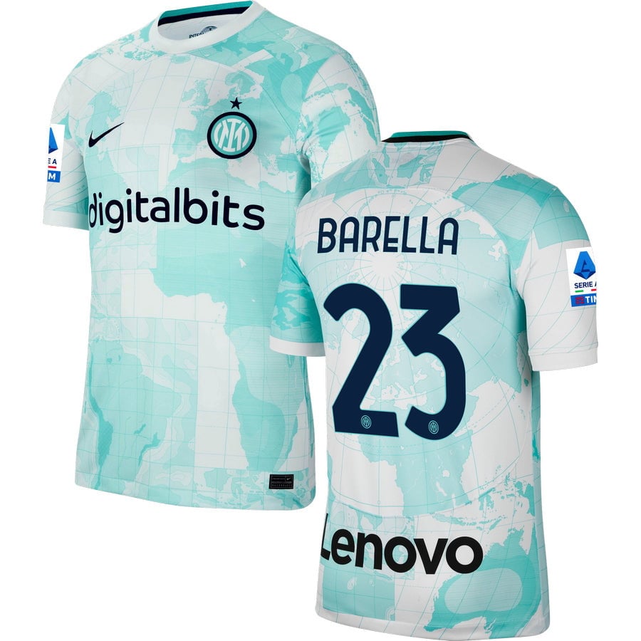 Barella 23 Inter Milan Serie A Patch Men 2022/23 Away Jersey – White