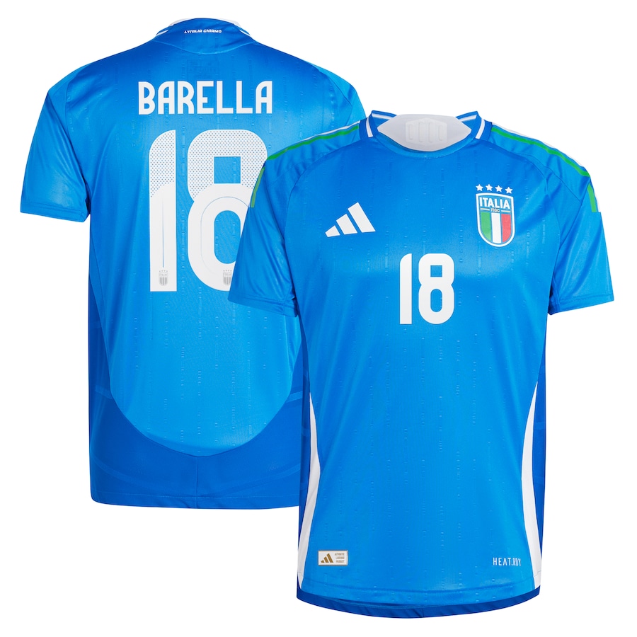 Barella Men's Italy 2024 Stadium Home Soccer Jersey
