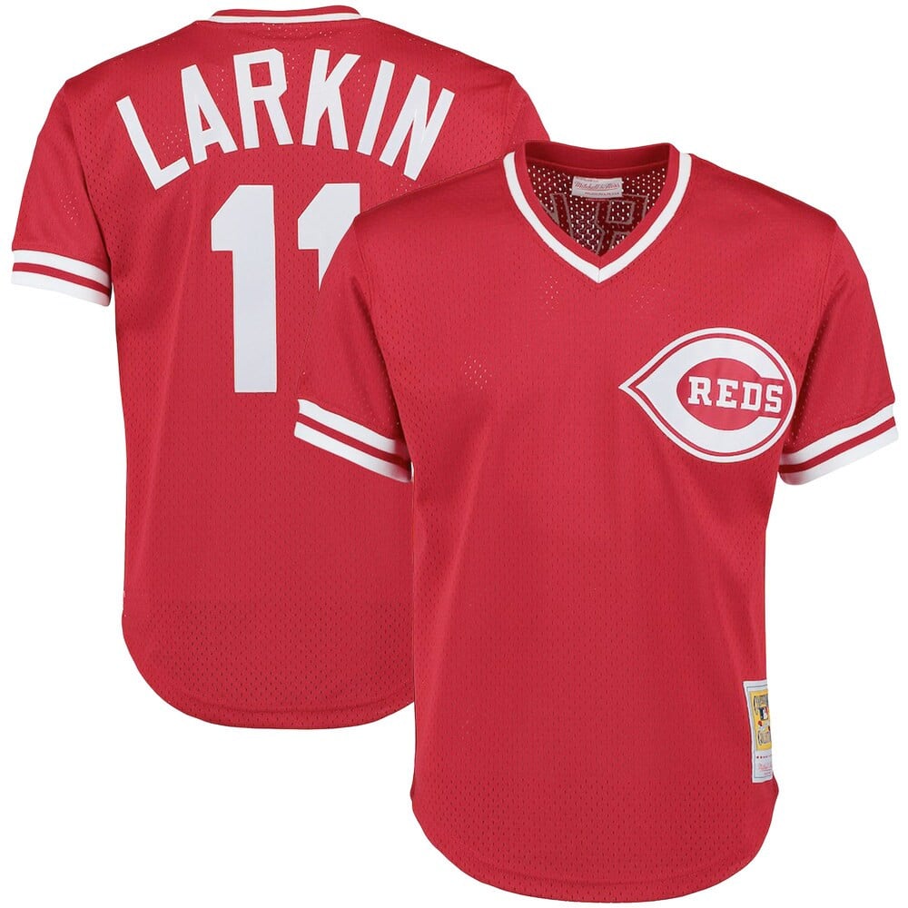 Barry Larkin Cincinnati Reds Mitchell And Ness Cooperstown Collection Big And Tall Mesh Batting Practice Stitched Jersey – Red