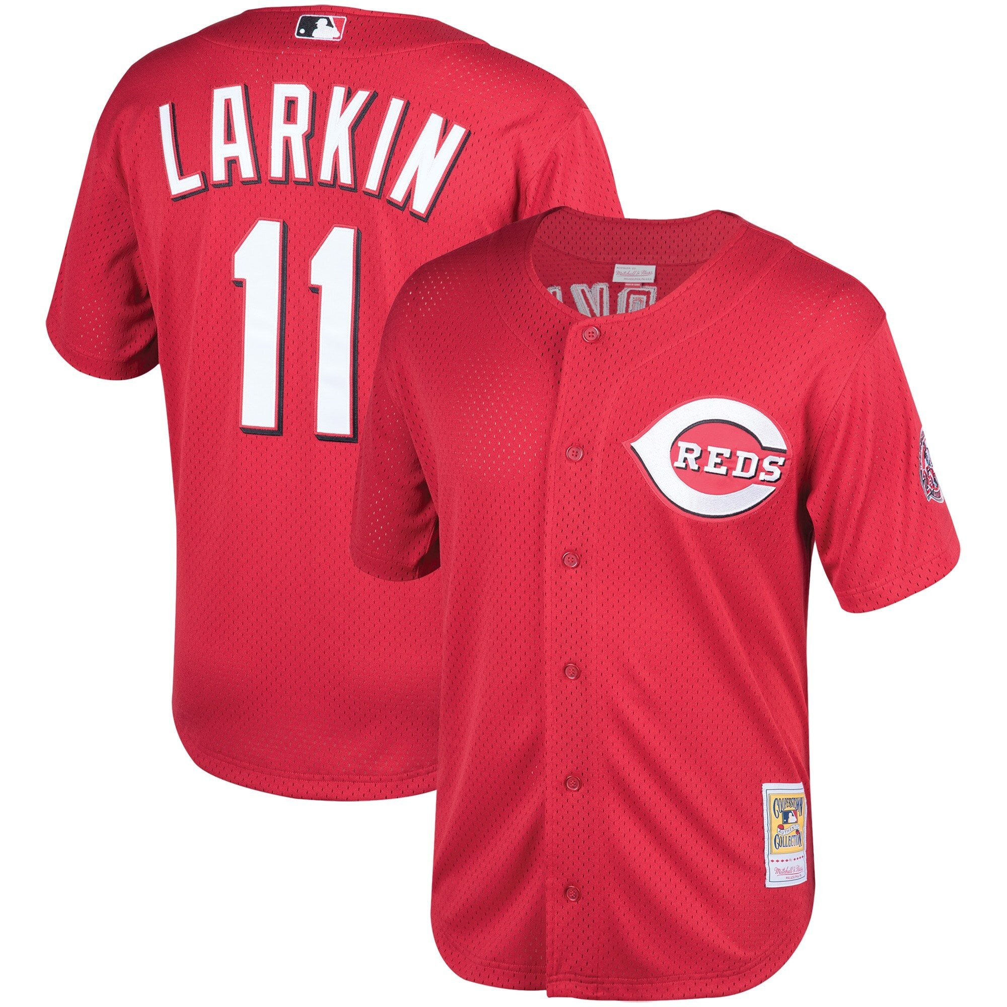 Barry Larkin Cincinnati Reds Mitchell And Ness Throwback Cooperstown Mesh Batting Practice Stitched Jersey – Red