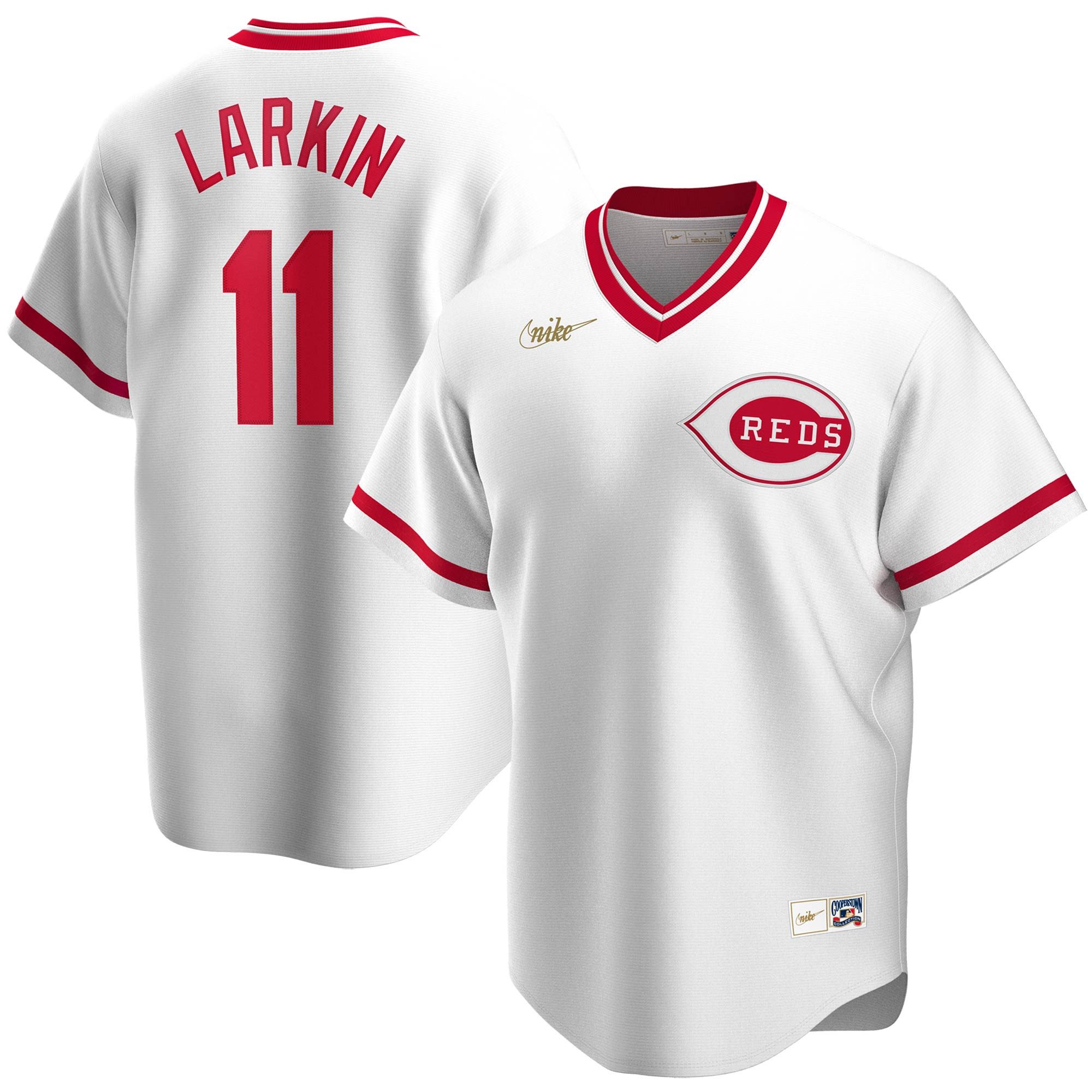 Barry Larkin Cincinnati Reds Nike Home Cooperstown Collection Player Stitched Jersey – White