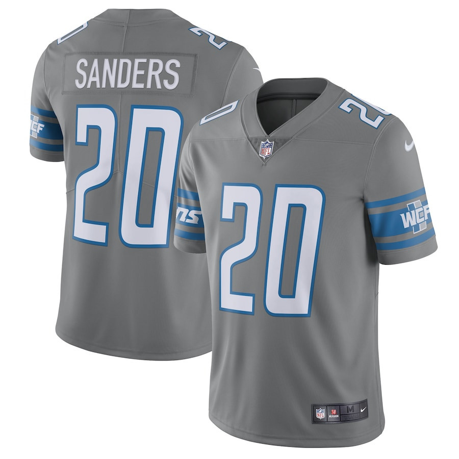 Barry Sanders 20 Detroit Lions Retired Player Vapor Limited Stitched Jersey – Silver