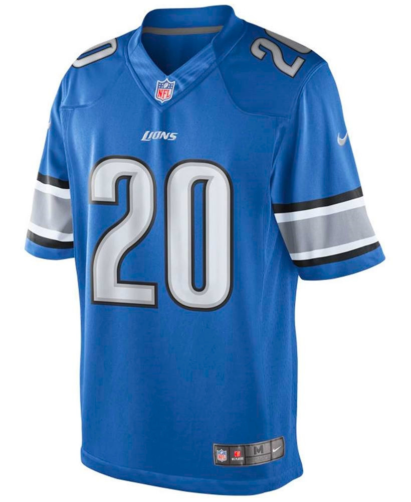 Barry Sanders Detroit Lions Home Blue Jersey - All Stitched 