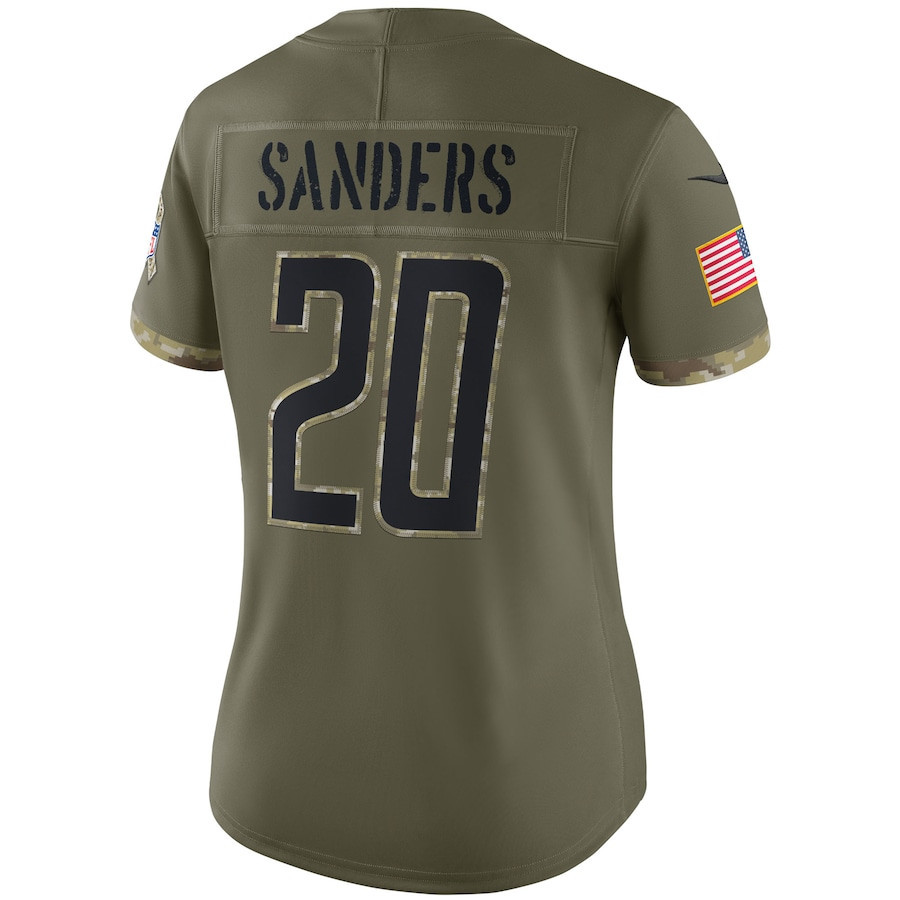 Barry Sanders Detroit Lions Women’s 2022 Salute To Service Retired Player Limited Stitched Jersey – Olive