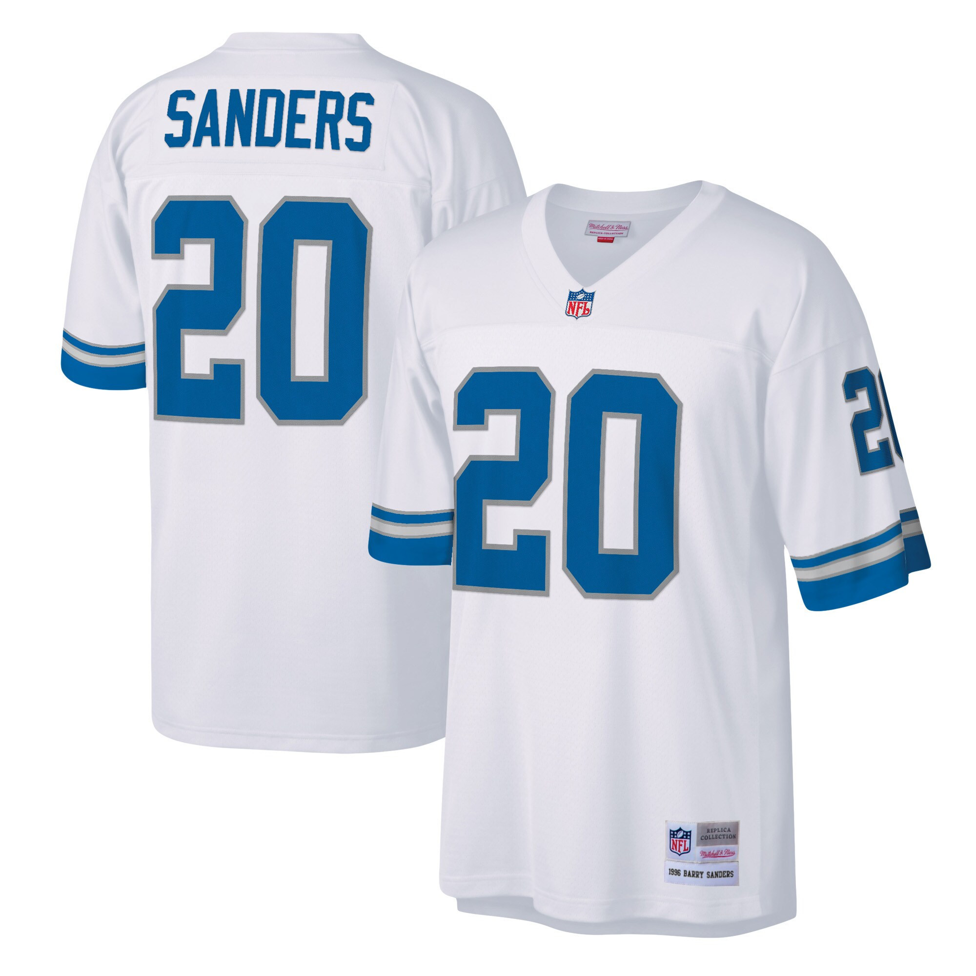 Barry Sanders Detroit Mitchell & Ness Detroit Lions Legacy White Jersey - All Stitched 