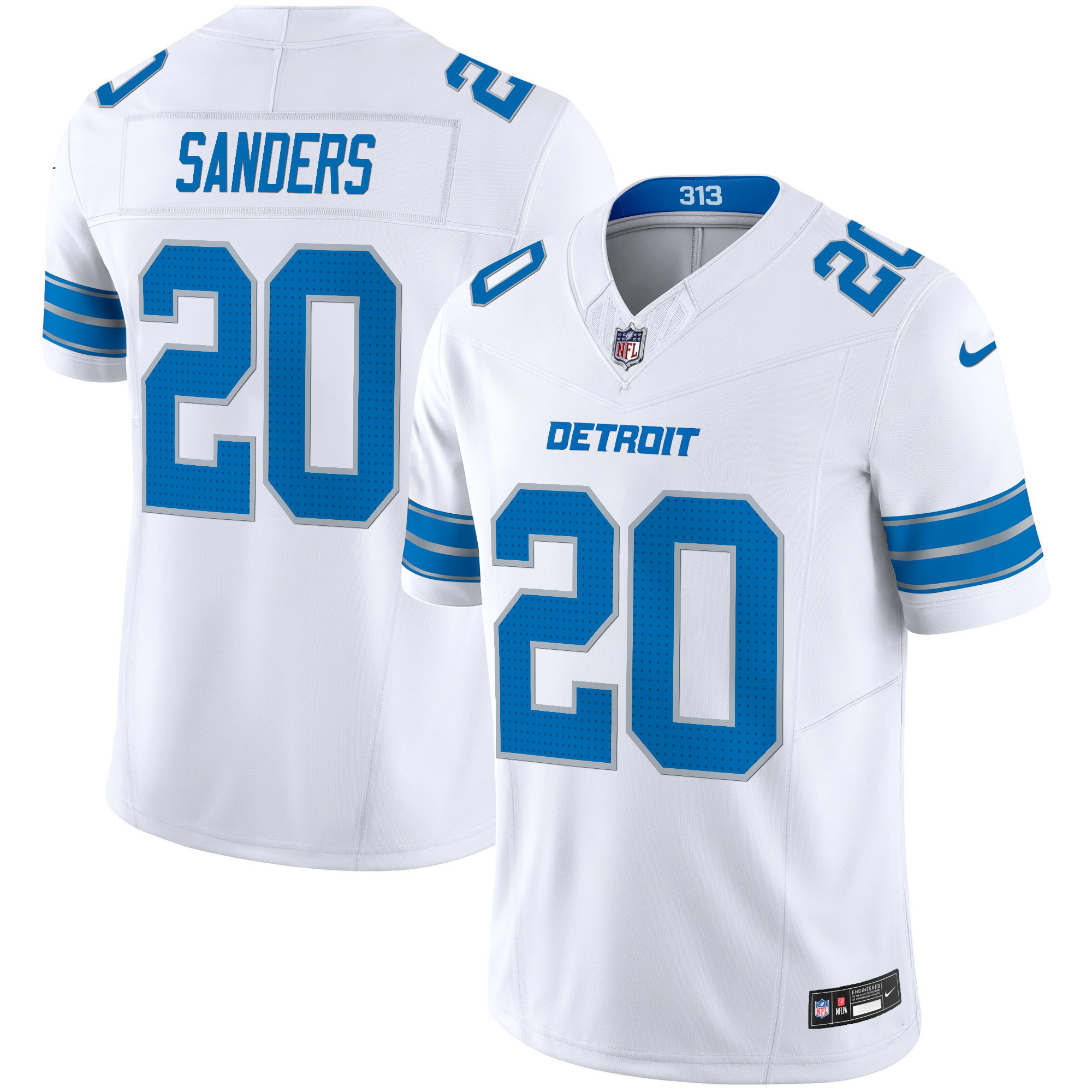 Barry Sanders Men's Detroit Lions 2024 Vapor Limited White Jersey - All Stitched 