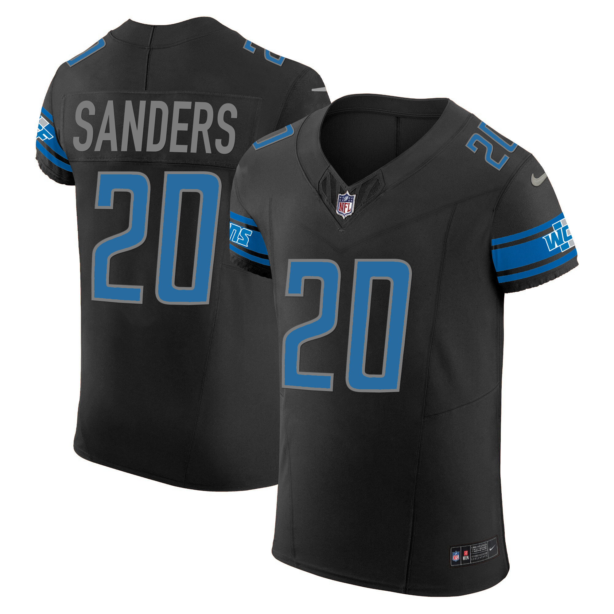 Barry Sanders Men's Detroit Lions Vapor Elite Black Jersey - All Stitched 