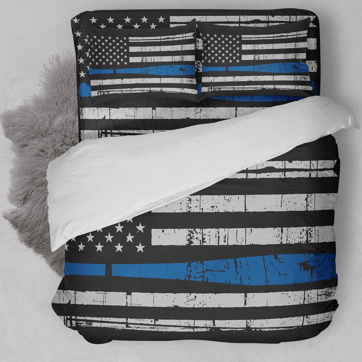 Baseball American Flag Blue Duvet Cover Bedding Set