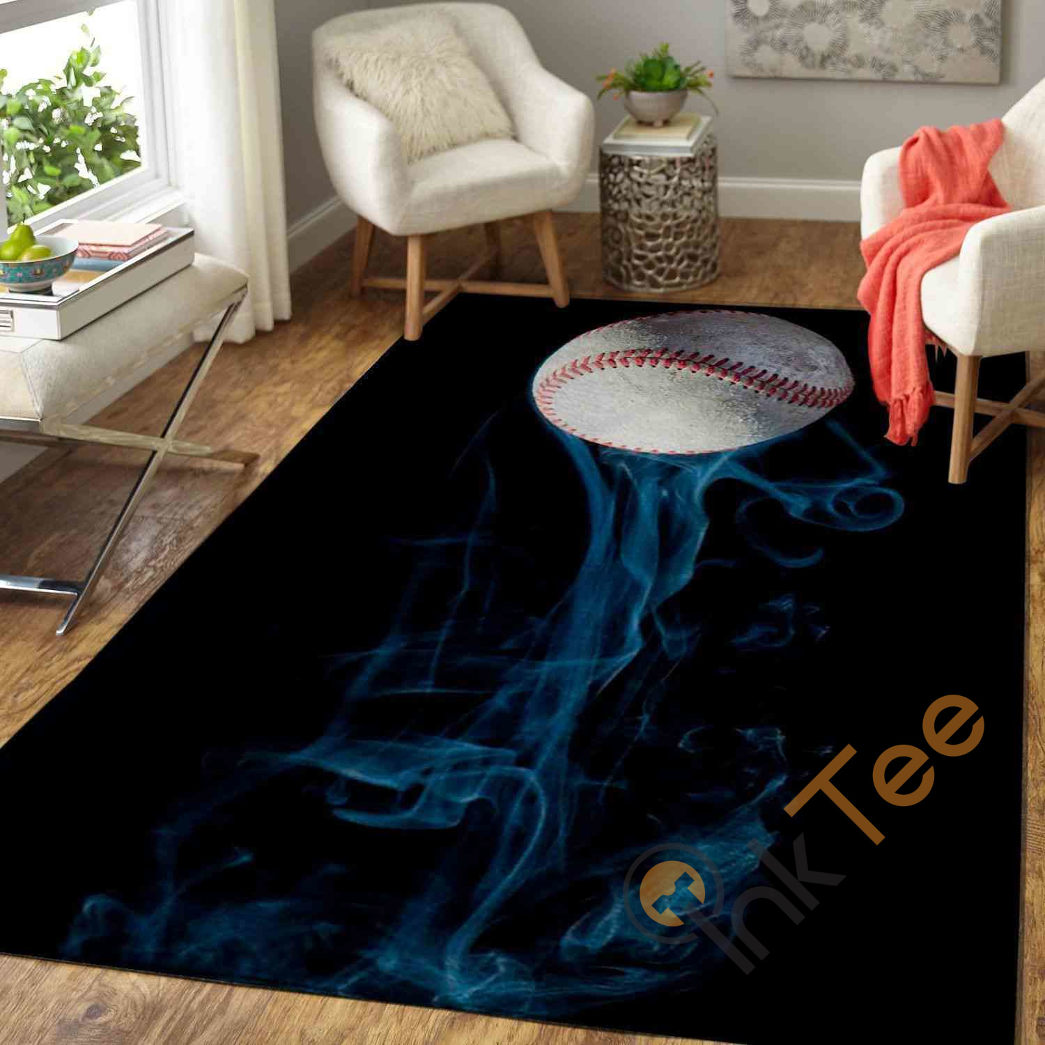 Baseball Ball Area Rectangle Rug