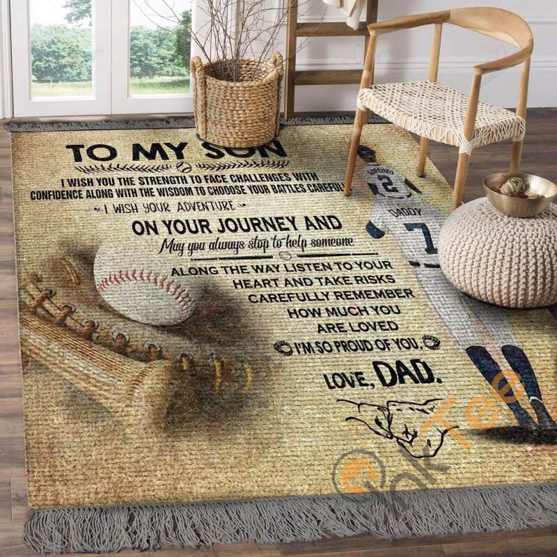 Baseball Dad To My Son Remember How Much You Are Loved Bedroom Living Room Gift For Dadgift Rectangle Rug