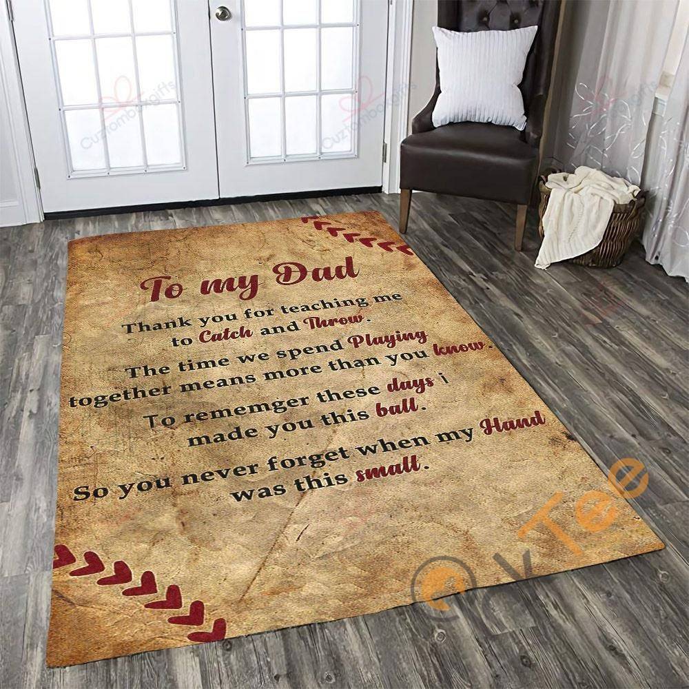 Baseball Dad To My Thank You For Teaching Me Catch And Throw Bedroom Gift Rectangle Rug