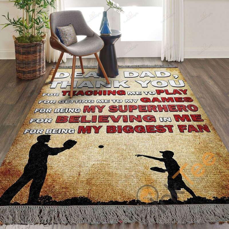 Baseball Dear Dad Thank You For Being My Biggest Fan Bedroom Gift Rectangle Rug