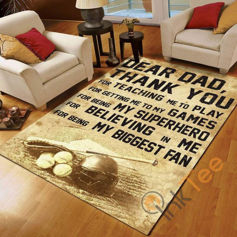 Baseball Dear Dad Thank You For Teaching Me To Play Bedroom Gift Rectangle Rug
