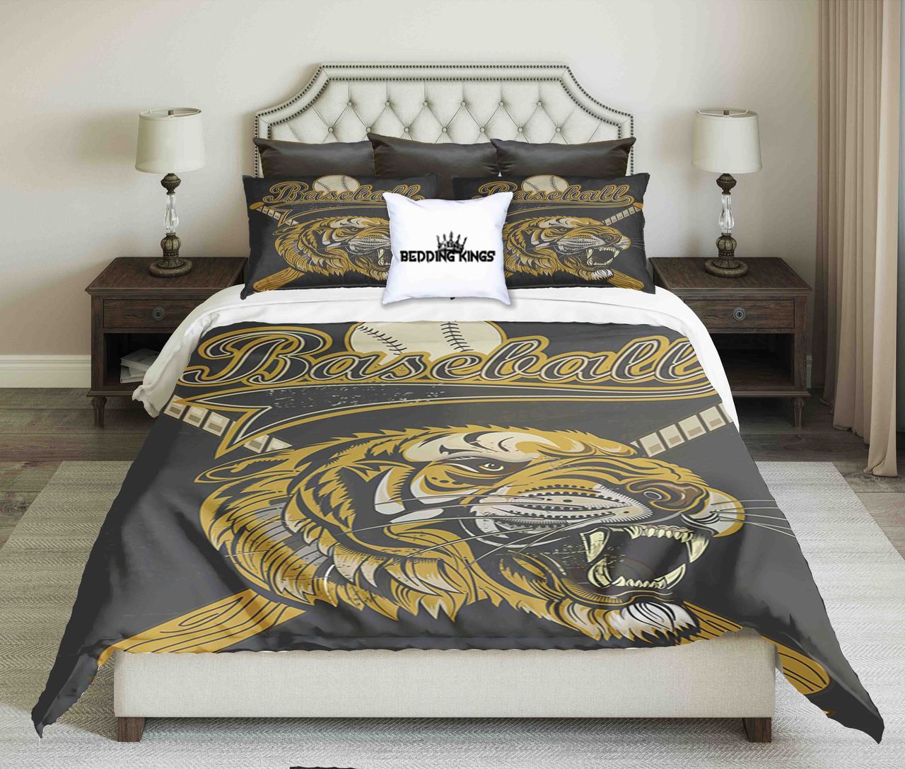 Baseball Design With Lionymbol Kings 3D Customized Duvet Cover Bedding Set