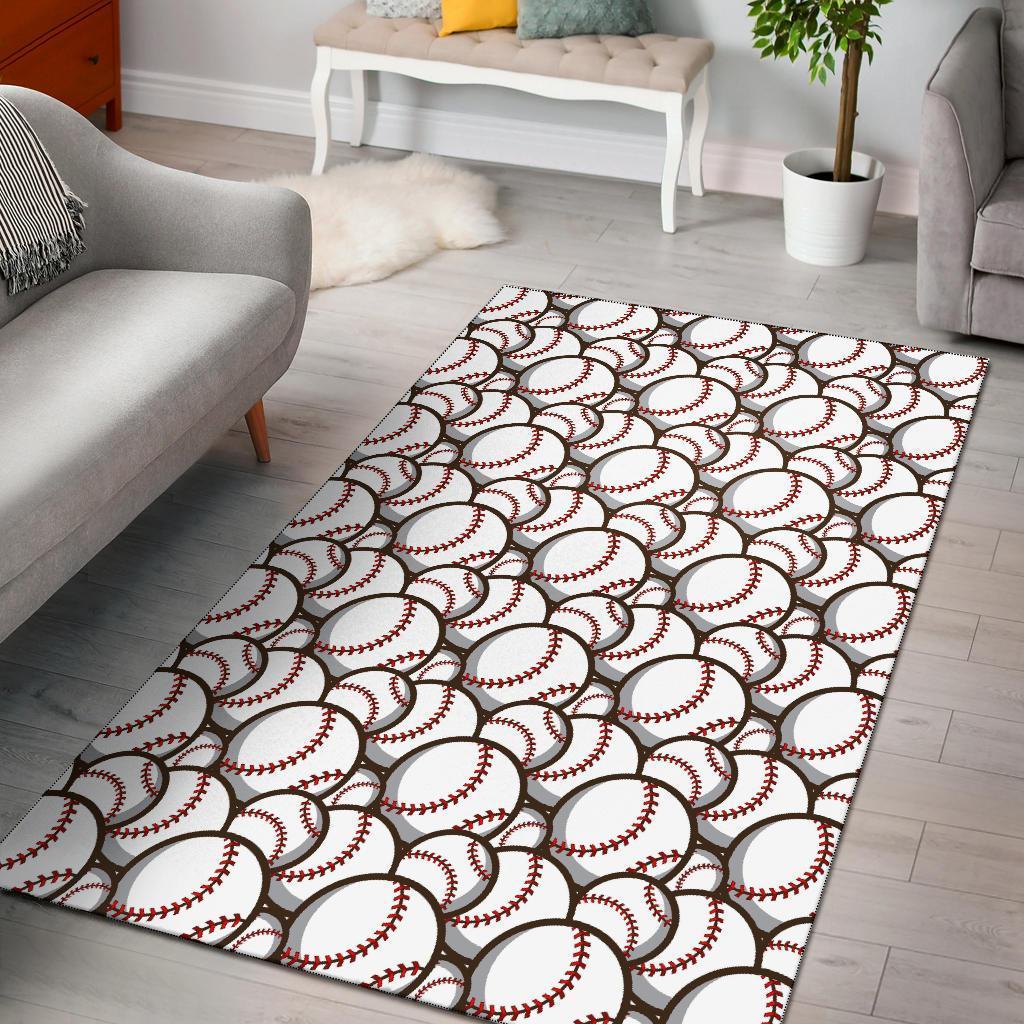 Baseball Print Pattern Area Limited Edition Rectangle Rug