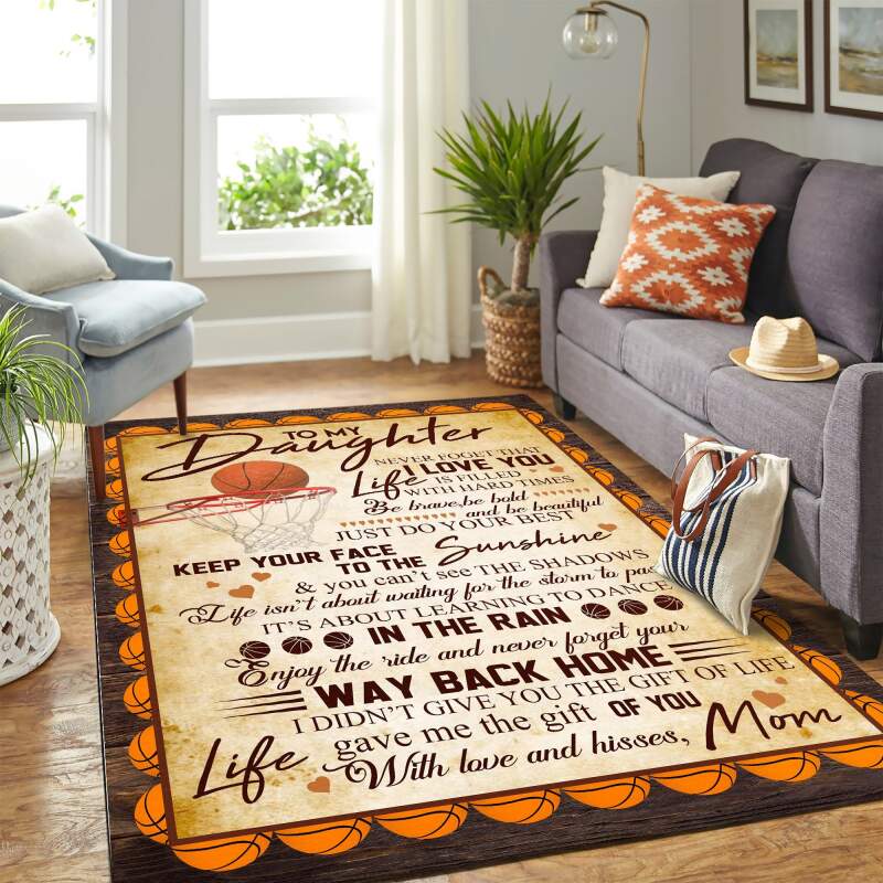 Baseketball To My Daughter Quilt Mk Carpet Area Rectangle Rug