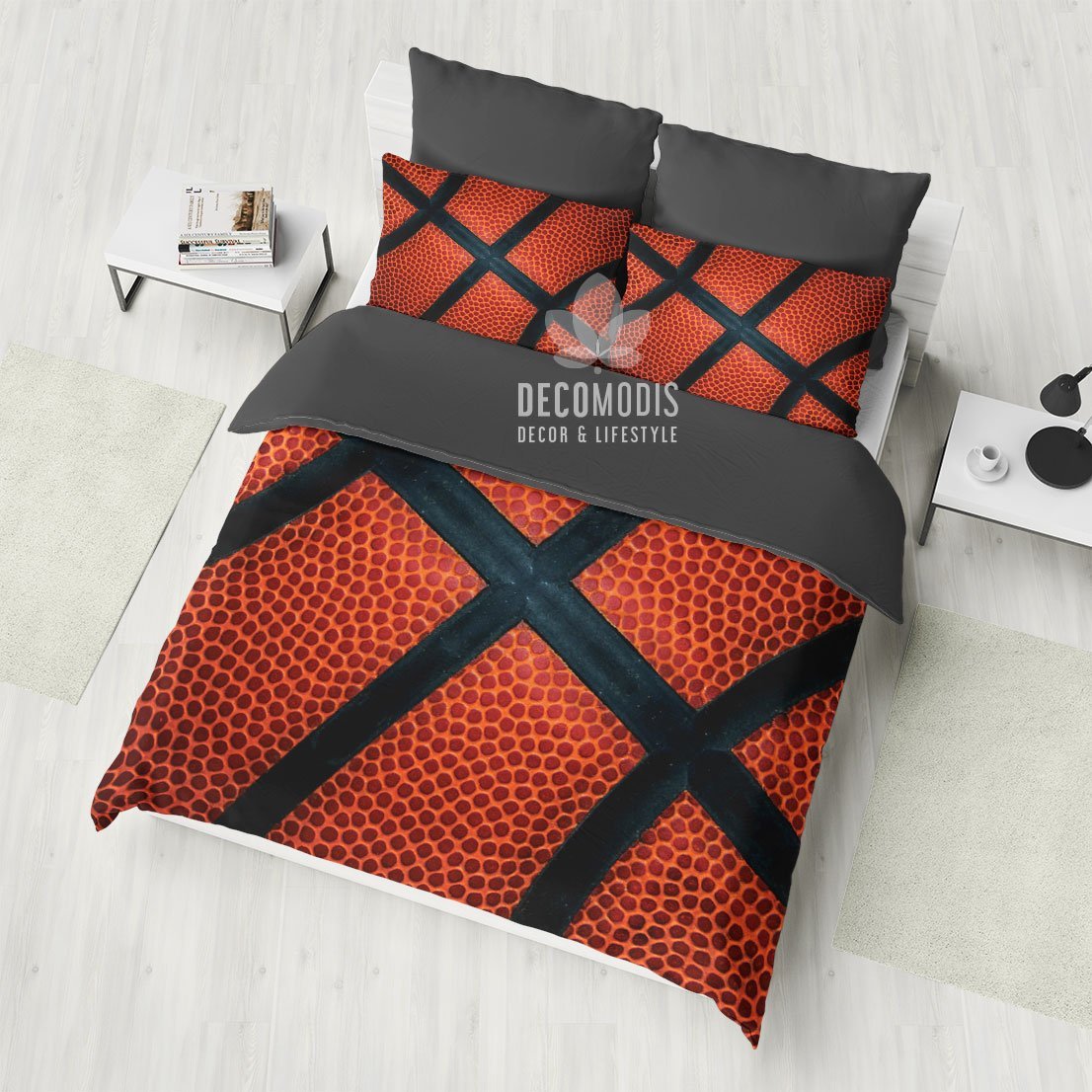 Bask Ball With Bask Ball Ball Closeup Photo In Orange And Black 3D Customized Duvet Cover Bedding Set