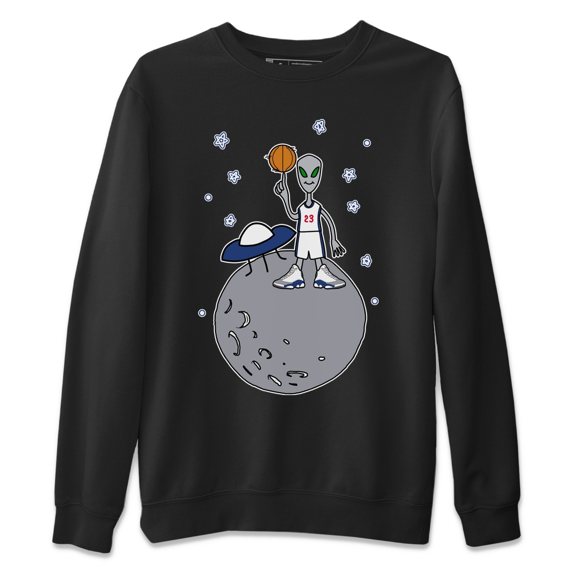 Basketball Alien Unisex Sweater – Air Jordan 13 French Blue, Sneakers Matching Sweater
