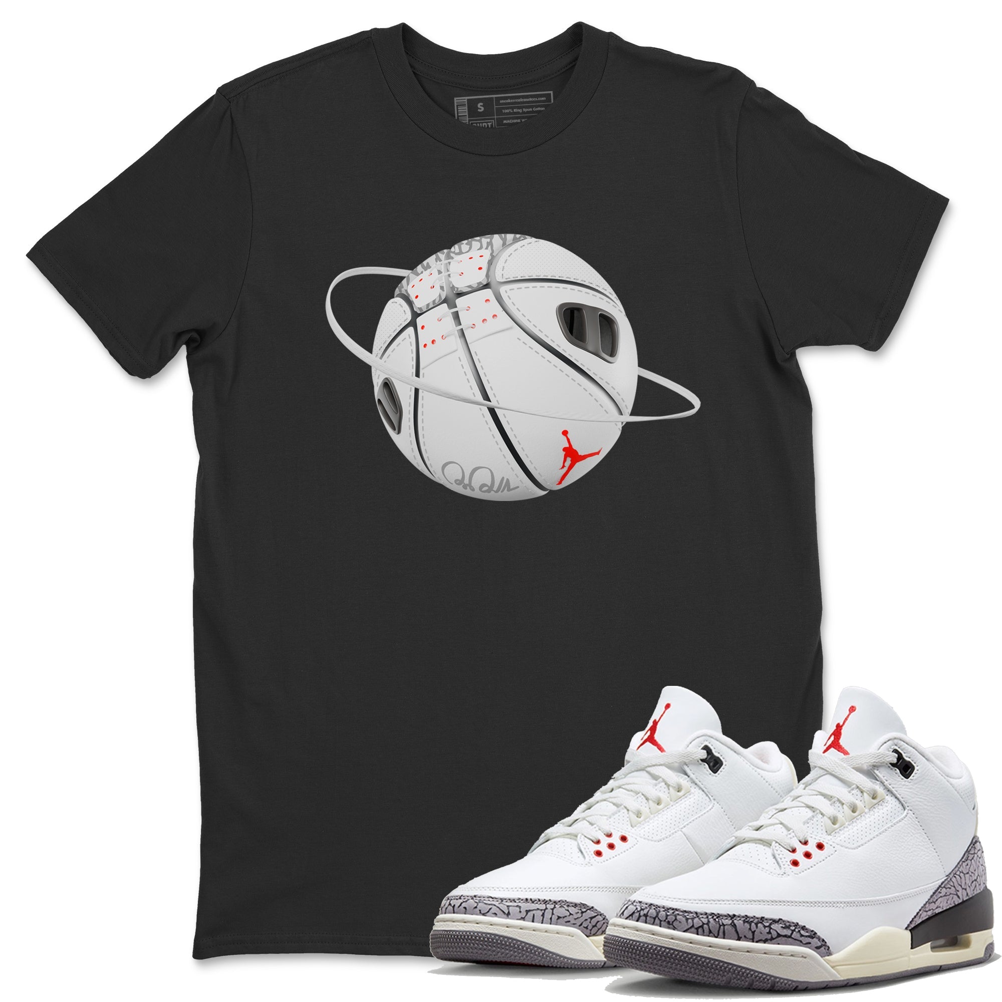 Basketball Planet Unisex Tshirt – Air Jordan 3 White Cement