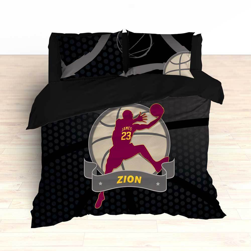 Basketball Player Black And Maroon Personalized Duvet Cover Bedding Set