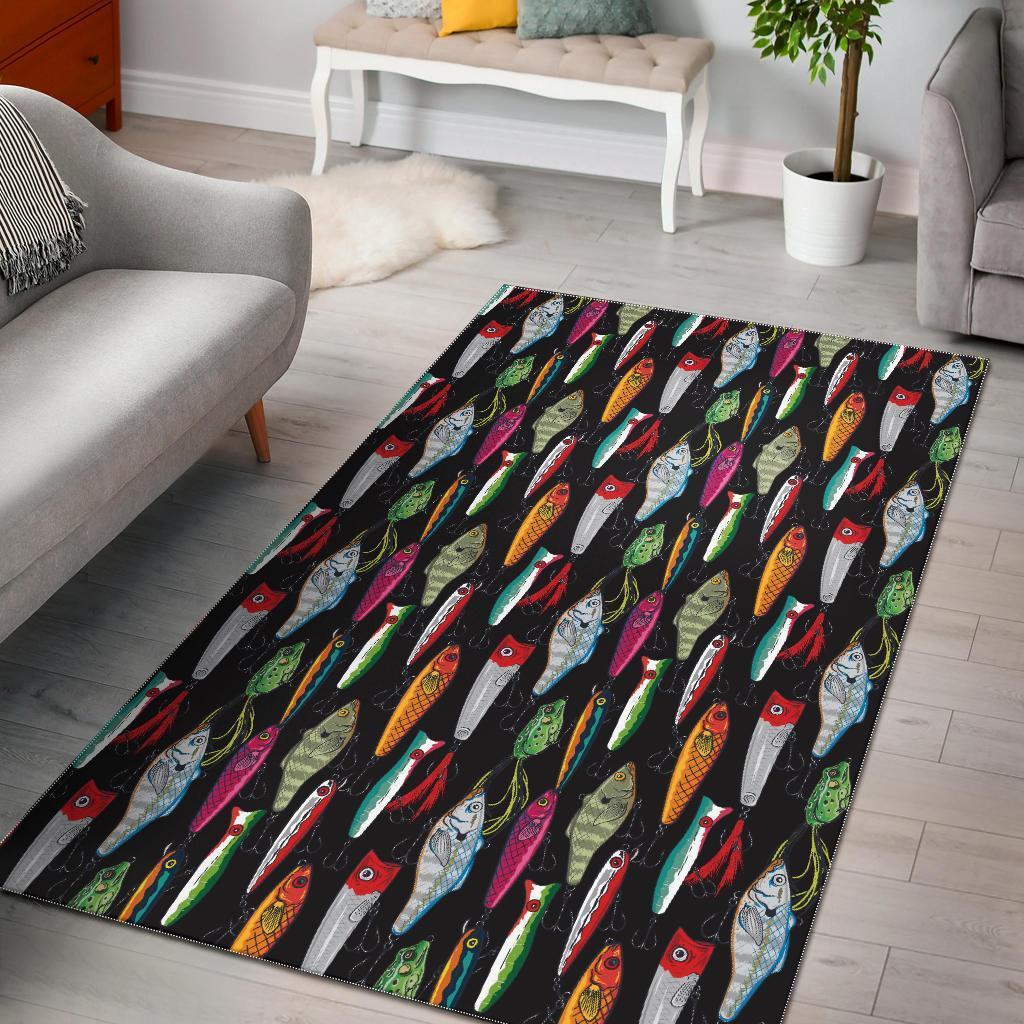 Bass Fishing Bait Print Pattern Area Limited Edition Rectangle Rug